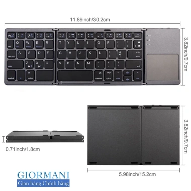 Bàn Phím Bluetooth Mini Gấp Gọn + Bàn Di Chuột AB33 GIORMANI - Giá 480.000