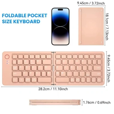 Bàn phím Bluetooth mini không dây tắt tiếng, gập lại, hỗ trợ iOS Android Windows 2