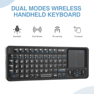 Bàn phím Bluetooth Mini Rii K06 2.4GHz, đèn nền, IR Touchpad cho Android TV Box, Mac, Laptop, Windows - 709.082₫ 2