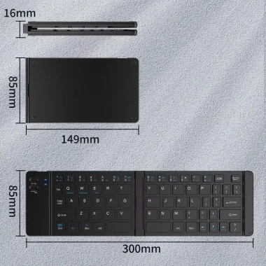 Bàn phím Bluetooth rời gấp gọn, tương thích Windows Mac iOS Android, kết nối đa thiết bị, giá 245.000₫
