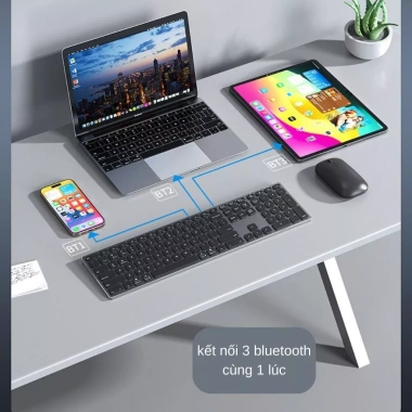 Bàn phím Bluetooth USB 2.4G vỏ nhôm - Fullsize không tiếng ồn, giảm giá 700.000₫