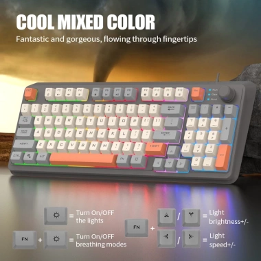 Bàn Phím Chống Ồn XUNFOX Có Dây Đèn RGB và Nút Âm Lượng - Giảm Giá Đặc Biệt 249k 3