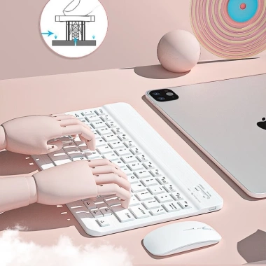 Bàn phím chuột Bluetooth BL10 mỏng, pin sạc, chống ồn cho điện thoại PC - 115k