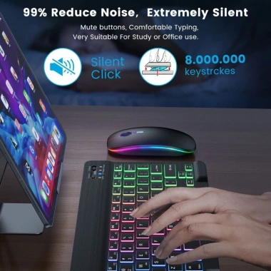 Bàn Phím Chuột Bluetooth BL30 LED RGB Siêu Mỏng, Pin Sạc, Gõ Êm, Dùng PC Laptop Điện Thoại - Giá 140.000 VND