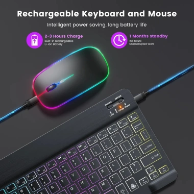 Bàn phím & chuột Bluetooth không dây đèn LED cho OPPO Pad Neo 11.4, Air 2, Tablet Android 4