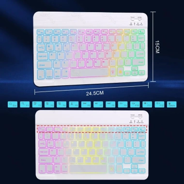 Bàn phím & chuột Bluetooth không dây đèn LED cho OPPO Pad Neo 11.4, Air 2, Tablet Android 6