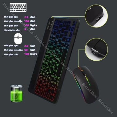 Bàn phím & chuột Bluetooth không dây đèn LED, phù hợp iPad Android - 95.000₫ 7