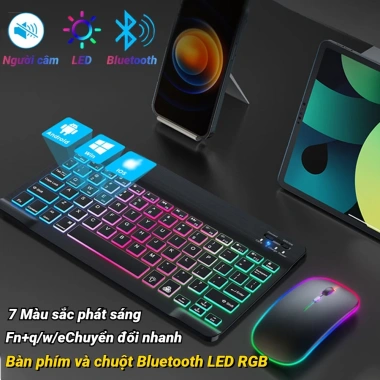 Bàn phím chuột Bluetooth không dây LED, tương thích PC và điện thoại, 89.100 VND giảm từ 108.702 VND