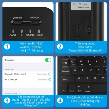 Bàn phím chuột Bluetooth không dây LED, tương thích PC và điện thoại, 89.100 VND giảm từ 108.702 VND 7