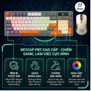 Bàn phím chuột Bluetooth T96 Full LED Keycap PBT 2 mode đa thiết bị – 549.000₫