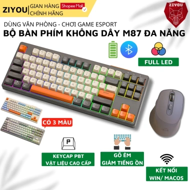 Bàn phím Chuột Bluetooth Ziyou M87 LED đa năng, chơi game, làm việc, chỉ 489.000₫