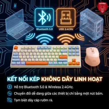 Bàn phím Chuột Bluetooth Ziyou M87 LED đa năng, chơi game, làm việc, chỉ 489.000₫ 4 Bàn phím Chuột Bluetooth Ziyou M87 LED đa năng, chơi game, làm việc, chỉ 489.000₫ 4