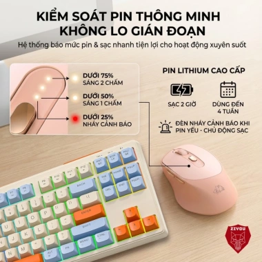 Bàn phím Chuột Bluetooth Ziyou M87 LED đa năng, chơi game, làm việc, chỉ 489.000₫