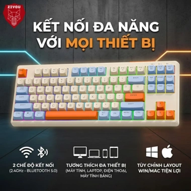Bàn phím Chuột Bluetooth Ziyou M87 LED đa năng, chơi game, làm việc, chỉ 489.000₫