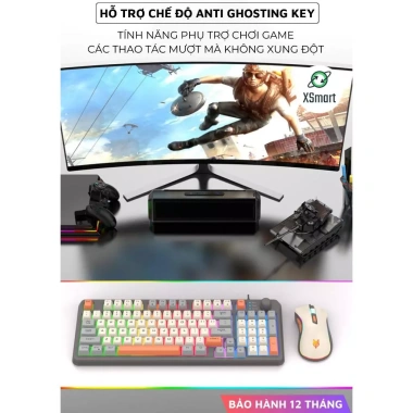 Bàn phím & chuột gaming K820 XUNFOX LED 7 màu, nút chỉnh âm, gõ êm - giá 319.000₫ 2