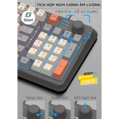 Bàn phím & chuột gaming K820 XUNFOX LED 7 màu, nút chỉnh âm, gõ êm - giá 319.000₫ 4