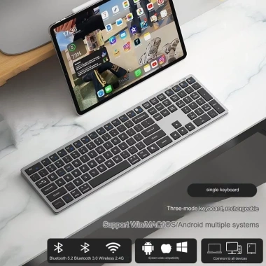 Bàn phím chuột không dây Fullsize H869 pin sạc TypeC, Bluetooth 5.2, 3.0, USB, 2.4G - Giá chỉ 550.000₫