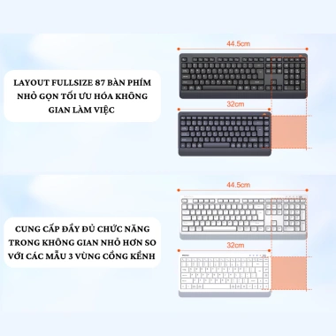 Bàn phím chuột không dây Meetion Mini5.000 Bluetooth 2.4GHz – Phím chống ồn, nhẹ