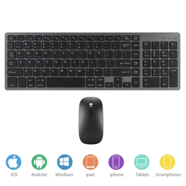 Bàn Phím Chuột Không Dây Mini K835 Pin Sạc Bluetooth 5.0/3.0 USB 2.4G Chống Ồn Tương Thích PC Laptop Smartphone Giá Ưu Đãi 380k
