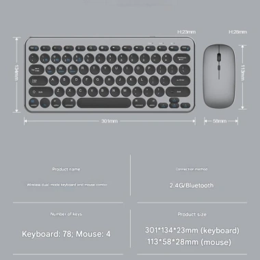 Bàn phím chuột không dây mini W909 pin sạc, đa kết nối Bluetooth 5.0/3.0 + USB 2.4G, giá 390.000₫