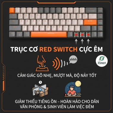 Bàn Phím Cơ Bluetooth K68BT Red Switch Hotswap - Gõ Cực Nhanh, Không Dây, Giá 619k