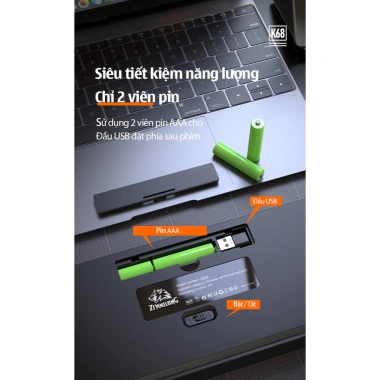 Bàn Phím Cơ Bluetooth Không Dây K68BT Red Switch Hotswap - Kết Nối PC, Phone, Tablet, Giá Ưu Đãi 462k