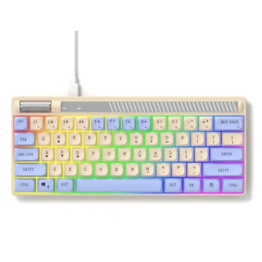 Bàn phím có dây K81 giả cơ gaming – Đèn LED 7 màu, núm xoay và nút vặn âm lượng, 149k