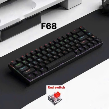 Bàn phím cơ F68 trục đỏ 68 phím LED rainbow đa chế độ - Lý tưởng cho văn phòng và game, giá 296k
