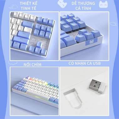 Bàn phím cơ gaming không dây Bluetooth ONIKUMA 87 phím Blue Red RGB PC/Laptop - Giá 569k
