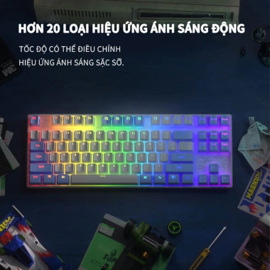 Bàn phím cơ gaming không dây Bluetooth ONIKUMA 87 phím Blue Red RGB PC/Laptop - Giá 569k