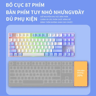Bàn phím cơ gaming không dây Bluetooth ONIKUMA 87 phím Blue Red RGB PC/Laptop - Giá 569k