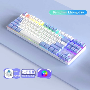 Bàn phím cơ gaming không dây Bluetooth ONIKUMA 87 phím Blue Red RGB PC/Laptop - Giá 569k