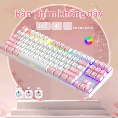 Bàn phím cơ gaming không dây Bluetooth ONIKUMA 87 phím Blue Red RGB PC/Laptop - Giá 569k