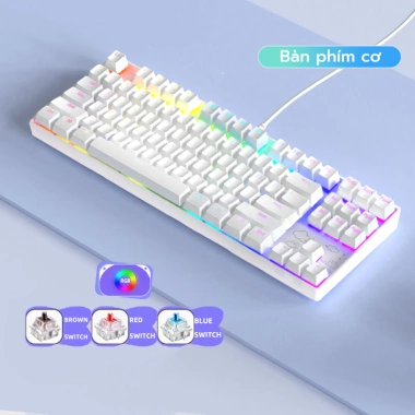 Bàn phím cơ gaming không dây Bluetooth ONIKUMA 87 phím Blue Red RGB PC/Laptop - Giá 569k