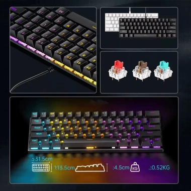 Bàn Phím Cơ GK23 3 Mode Bluetooth + 2.4G, 61 Phím Hotswap 5 Pin, LED RGB – 300.000₫ 7