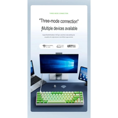 Bàn phím cơ K68 Bluetooth không dây - Hotswap 5 pin, pin sạc, LEG RGB, APP Marco - 529.000₫ 6