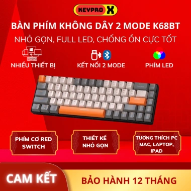 Bàn Phím Cơ K68BT Bluetooth Red Switch Hotswap - Gõ Cực Đã, Không Dây, PC/ĐT/Tablet, 543.420₫