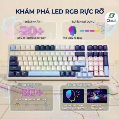 Bàn Phím Cơ Không Dây K8BT BT5.0 Hotswap Red Switch LED Gõ Êm Lót Foam Giá 881k 5