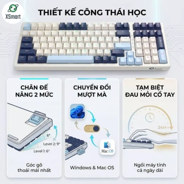 Bàn Phím Cơ Không Dây K8BT BT5.0 Hotswap Red Switch LED Gõ Êm Lót Foam Giá 881k 9