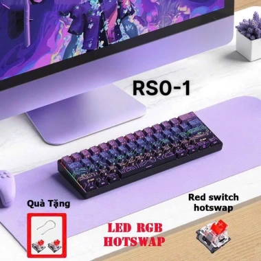 Bàn phím cơ không dây RS01 3 mode Dành cho văn phòng và game, hoàn tiền 100% 3 Bàn phím cơ không dây RS01 3 mode Dành cho văn phòng và game, hoàn tiền 100% 3
