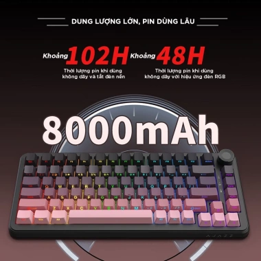 Bàn phím cơ Onikuma K81 không dây 2.4G Bluetooth, LED RGB, 3 chế độ, 5 pin hotswap, sạc pin - Giá chỉ 499.000₫ 4