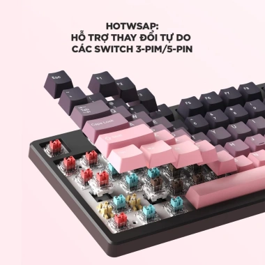 Bàn phím cơ Onikuma K81 không dây 2.4G Bluetooth, LED RGB, 3 chế độ, 5 pin hotswap, sạc pin - Giá chỉ 499.000₫ 7