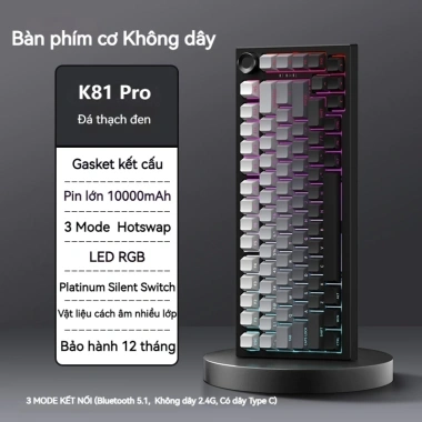 Bàn phím cơ Onikuma K81 không dây 2.4G Bluetooth, LED RGB, 3 chế độ, 5 pin hotswap, sạc pin - Giá chỉ 499.000₫ 10
