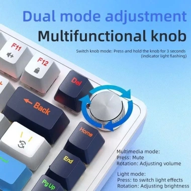 Bàn phím cơ Q82 V9 Tiroshi Hot Swappable Red Switch, núm âm lượng, LED đa màu, 299.000₫