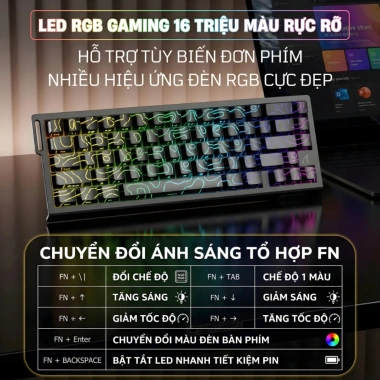 Bàn Phím Cơ Shark X68 HE - Polling 8KHz, LED RGB, Mạch Xuôi, Giá 1.090.000₫ 7