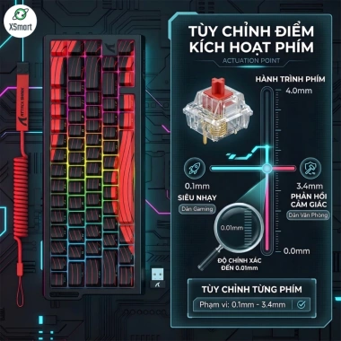 Bàn Phím Cơ Shark X68 HE - Polling 8KHz, LED RGB, Mạch Xuôi, Giá 1.090.000₫ 8