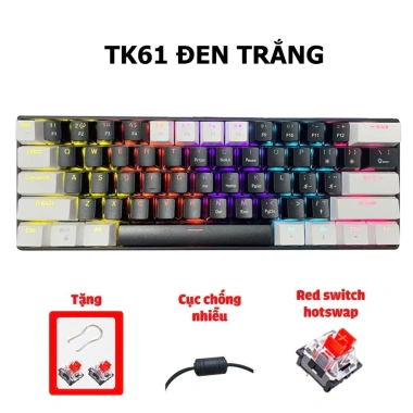 Bàn phím cơ Tiroshi mini rút gọn LED Rainbow, dùng cho laptop và PC, chỉ 288.999đ