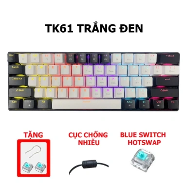 Bàn phím cơ Tiroshi mini rút gọn LED Rainbow, dùng cho laptop và PC, chỉ 288.999đ
