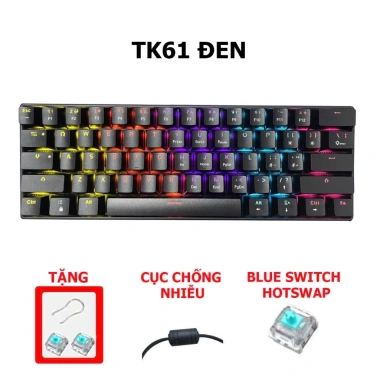 Bàn phím cơ Tiroshi mini rút gọn LED Rainbow, dùng cho laptop và PC, chỉ 288.999đ