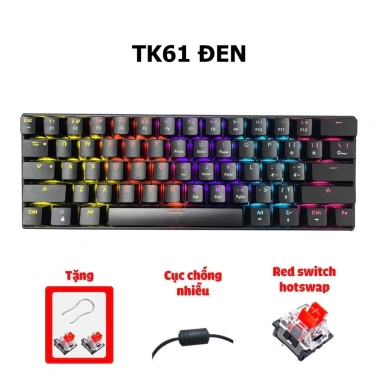 Bàn phím cơ Tiroshi mini rút gọn LED Rainbow, dùng cho laptop và PC, chỉ 288.999đ
